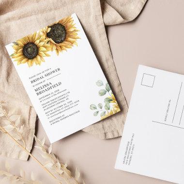 Elegant Eucalyptus Foliage Sunflower Bridal Shower Invitation PostInvitations