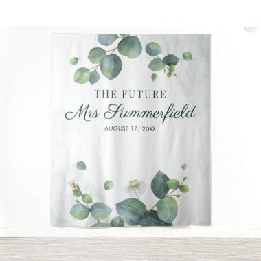 Elegant Eucalyptus Future Mrs Photo Booth Backdrop