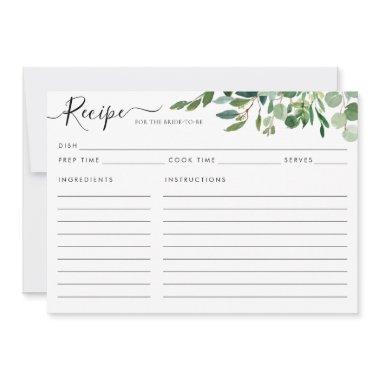 Elegant Eucalyptus Green Bridal Shower Recipe Invitations