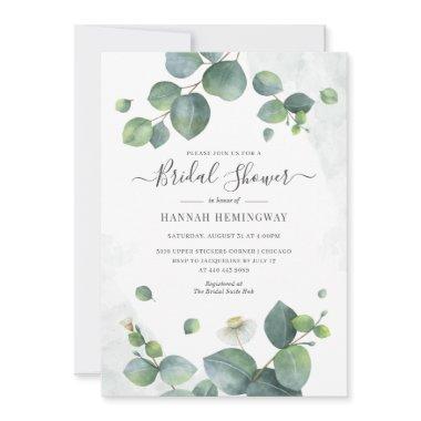 Elegant Eucalyptus Greenery Blush Bridal Shower Invitations