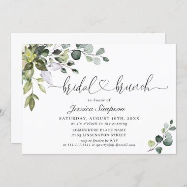 Elegant Eucalyptus Greenery Bridal Brunch Invitations