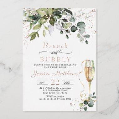Elegant Eucalyptus Greenery Bridal Shower Gold Foil Invitations