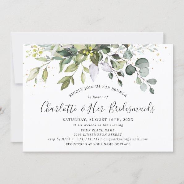 Elegant Eucalyptus Greenery Foliage Bridal Brunch Invitations