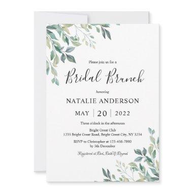 Elegant Eucalyptus Greenery Rustic Bridal Brunch Invitations