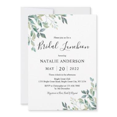 Elegant Eucalyptus Greenery Rustic Bridal Luncheon Invitations