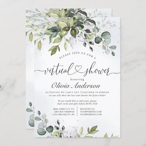 Elegant Eucalyptus Greenery virtual Bridal Shower Invitations