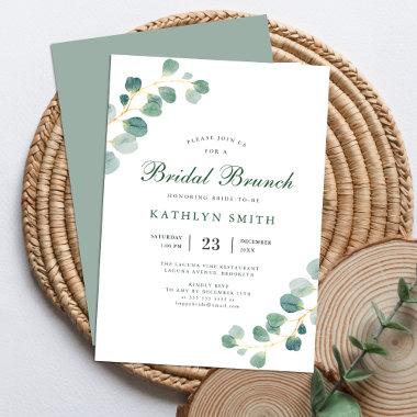 Elegant Eucalyptus Greenery Wedding Bridal Brunch Invitations