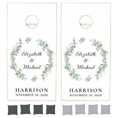 Elegant Eucalyptus Greenery Wedding Cornhole Set