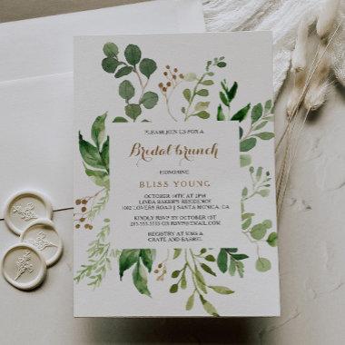 Elegant Eucalyptus Leaf Greenery Bridal Brunch Invitations