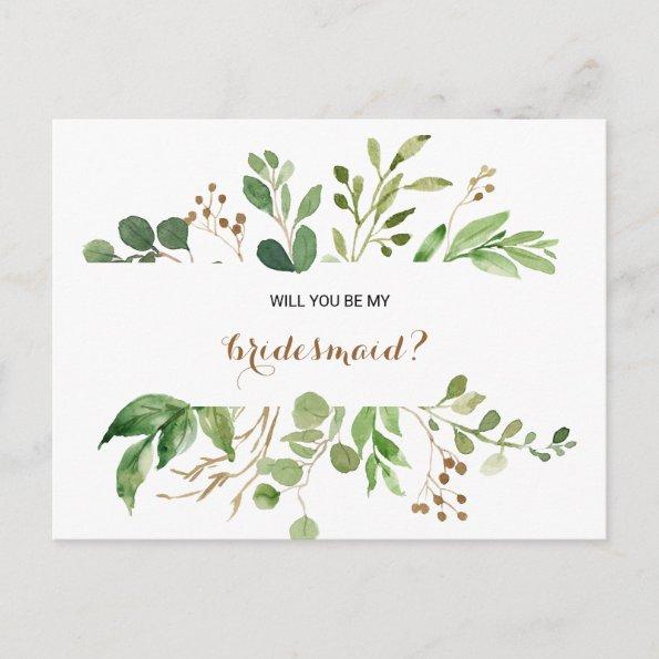 Elegant Eucalyptus Leaf Greenery Bridesmaid Invitation PostInvitations