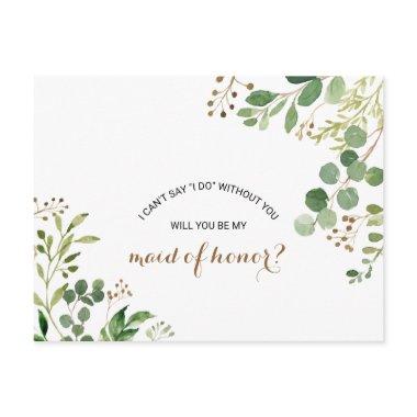 Elegant Eucalyptus Leaf Greenery Maid of Honor Invitation PostInvitations