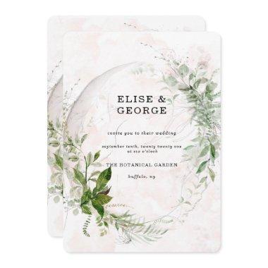 Elegant Eucalyptus Leaves Blush Pink Wedding Invitations