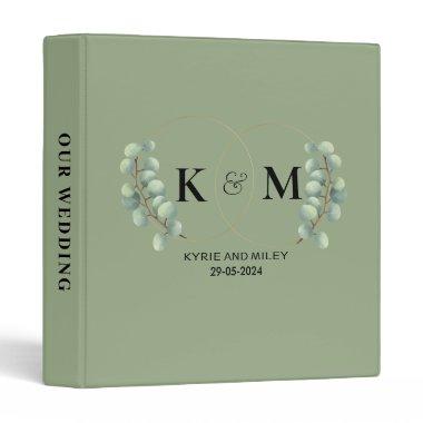 elegant eucalyptus monogram sage green albums 3 ring binder