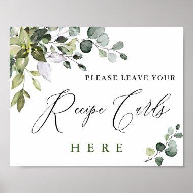 Elegant Eucalyptus Recipe Invitations Bridal Shower Post Poster