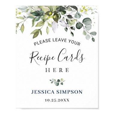 Elegant Eucalyptus Recipe Invitations Bridal Shower Poster