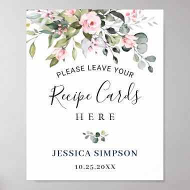 Elegant Eucalyptus Recipe Invitations Bridal Shower Poster