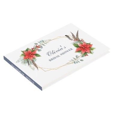 Elegant Eucalyptus Red Poinsettia BRIDAL SHOWER Guest Book