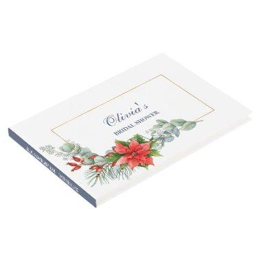 Elegant Eucalyptus Red Poinsettia BRIDAL SHOWER Guest Book