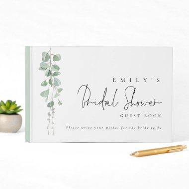 Elegant Eucalyptus Script Bridal Shower Guest Book