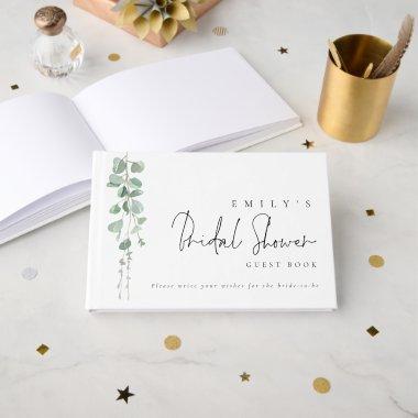 Elegant Eucalyptus Script  Guest Book