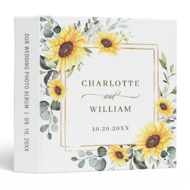 Elegant Eucalyptus Sunflowers photo album 3 Ring Binder