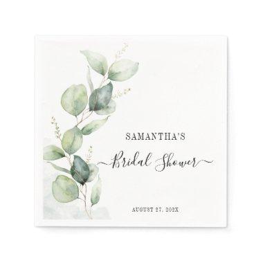 Elegant Eucalyptus Watercolor  Paper Napkins