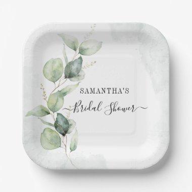 Elegant Eucalyptus Watercolor  Paper Plates