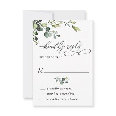 Elegant Eucalyptus Watercolor Floral Wedding RSVP Card