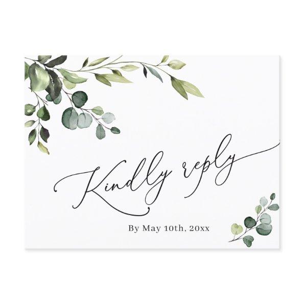 Elegant Eucalyptus Watercolor Wedding RSVP Post