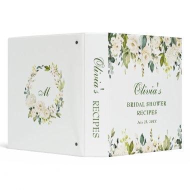 Elegant Eucalyptus White Rose  Recipe 3 Ring Binder