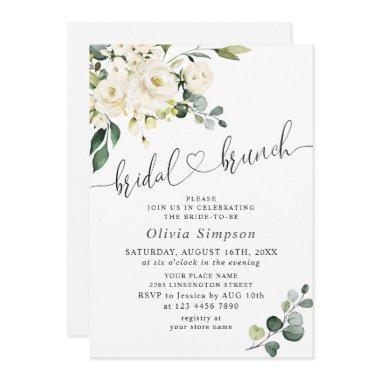 Elegant Eucalyptus White Roses Bridal Brunch