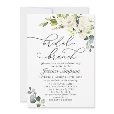 Elegant Eucalyptus White Roses Bridal Brunch
