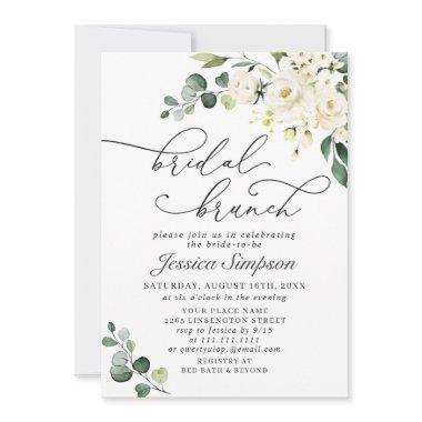 Elegant Eucalyptus White Roses Bridal Brunch