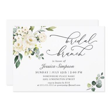 Elegant Eucalyptus White Roses Bridal Brunch