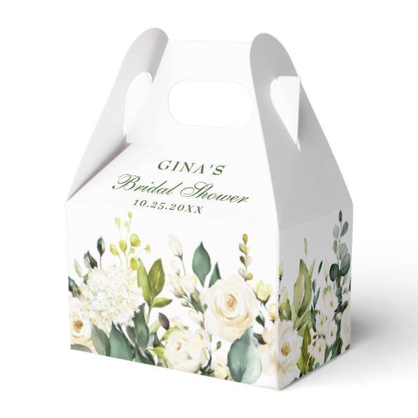 Elegant Eucalyptus White Roses Bridal Shower Favor Box
