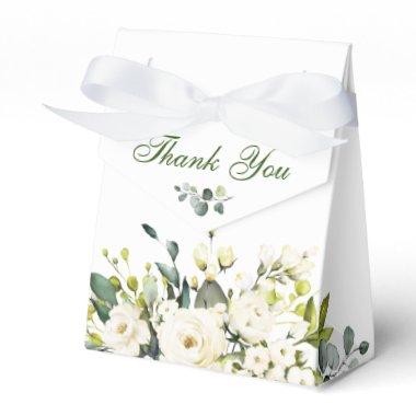 Elegant Eucalyptus White Roses Bridal Shower Favor Boxes