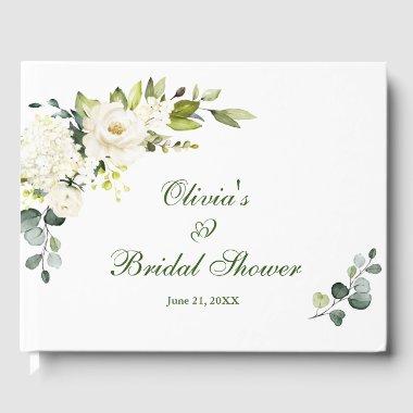 Elegant Eucalyptus White Roses  Guest Book