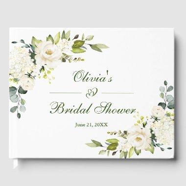 Elegant Eucalyptus White Roses  Guest Book