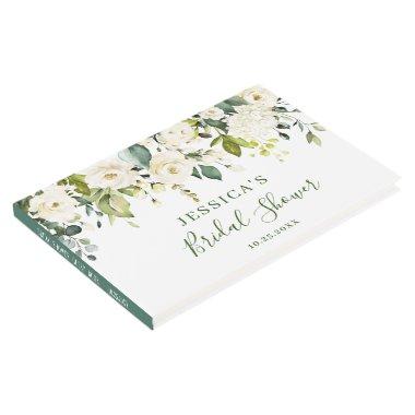 Elegant Eucalyptus White Roses Bridal Shower Guest Book