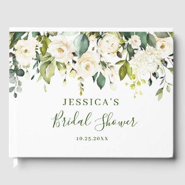 Elegant Eucalyptus White Roses  Guest Book