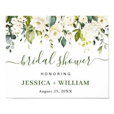 Elegant Eucalyptus White Roses BRIDAL SHOWER Poster