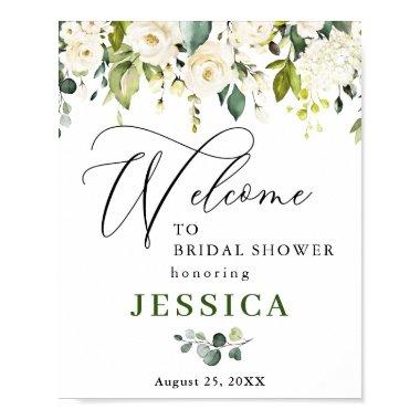 Elegant Eucalyptus White Roses  Poster