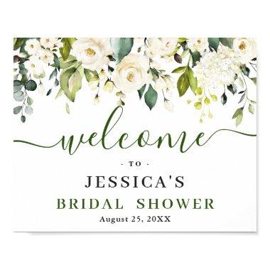 Elegant Eucalyptus White Roses BRIDAL SHOWER Poster