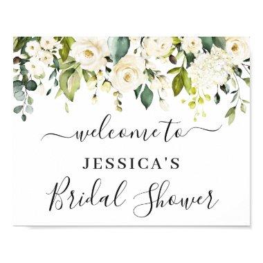 Elegant Eucalyptus White Roses BRIDAL SHOWER Poster