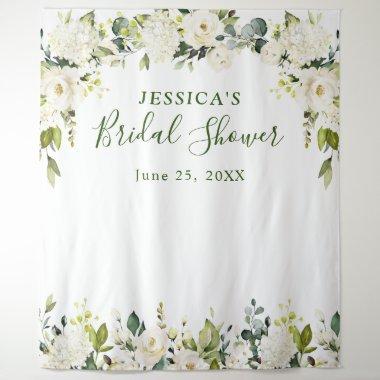 Elegant Eucalyptus White Roses Bridal Shower Tapestry