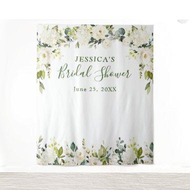 Elegant Eucalyptus White Roses Bridal Shower Tapestry