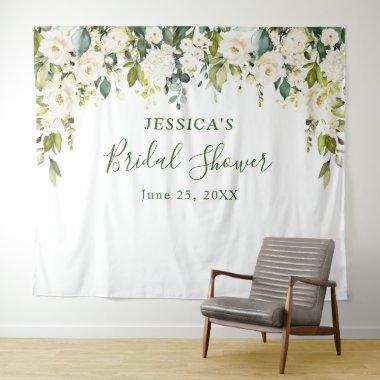 Elegant Eucalyptus White Roses Bridal Shower Tapestry