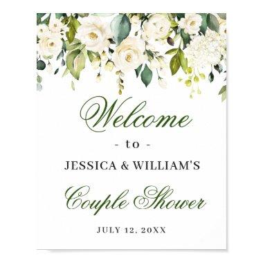 Elegant Eucalyptus White Roses Couples Shower Poster