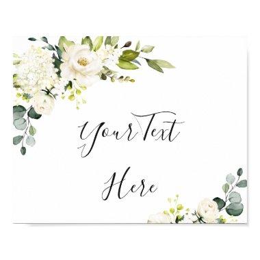 Elegant Eucalyptus White Roses Floral Sign Poster