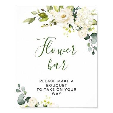 Elegant Eucalyptus White Roses Flower Bar Sign